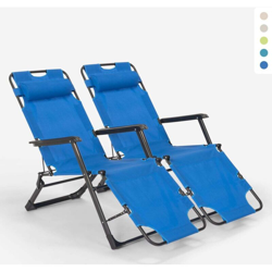 2 Sedie sdraio spiaggia giardino pieghevole multiposizione Emily Lux Zero Gravity | Blu precio