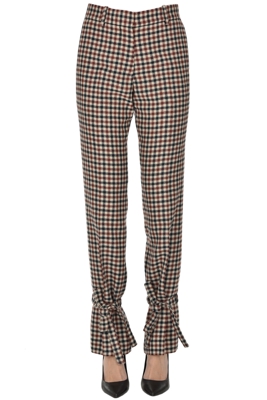 Checked print wool trousers