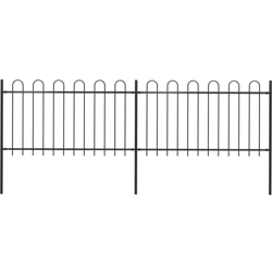 Recinzione Giardino con Punta Tonda in Acciaio 3,4x1 m Nera - Nero - Youthup en oferta