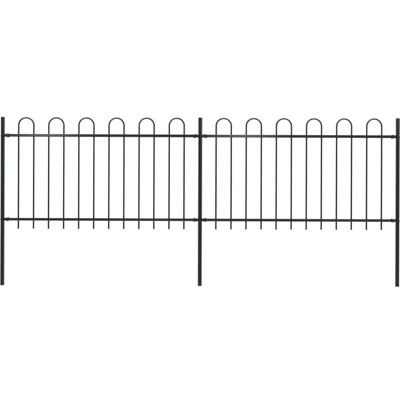Recinzione Giardino con Punta Tonda in Acciaio 3,4x1 m Nera - Nero - Youthup