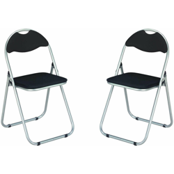 Milani Home - Set Di 2 Sedie Slim Salvaspazio Nera Opaca Pieghevole Per Festa In Casa Giardino Colore Nero, Cm 44 X 45 X 79 H en oferta