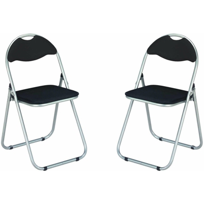 Milani Home - Set Di 2 Sedie Slim Salvaspazio Nera Opaca Pieghevole Per Festa In Casa Giardino Colore Nero, Cm 44 X 45 X 79 H