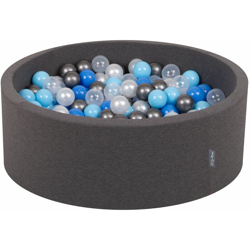 90X30cm/300 Palline ? 7CM Piscina Di Palline Colorate Per Bambini Tondo Fabbricato In EU, Grigio Sc:Perla/Blu/Azzurro/Trasparente/Argento - grigio en oferta
