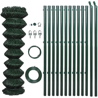 Recinzione in Rete con Pali in Acciaio 1,25x25 m Verde - Verde - Youthup