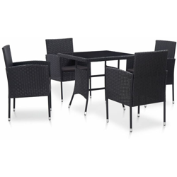 Set da Pranzo da Giardino con Cuscini in Polyrattan Nero vari modelli modelli : 5 Pz precio