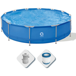 Piscina Fuoriterra Rotonda con Struttura in Acciaio Avenli azzurra Cm 420x84con Pompa Filtro Inclusa precio