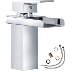 Tectake - rubinetto effetto cascata, modello 2 - miscelatore cucina, miscelatore lavabo, miscelatore bagno - grigio en oferta