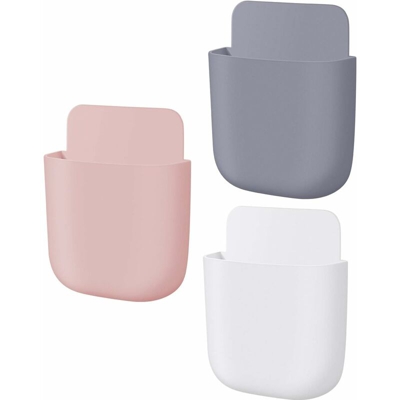 Organizer per telecomando a 3 pezzi Organizer da parete Organizer multimediale Scatola portaoggetti per telecomando TV (bianco/grigio/rosa)