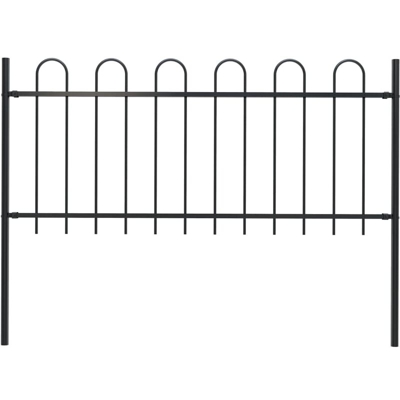 Recinzione Giardino con Punta Tonda in Acciaio 1,7x1 m Nera - Beige - Youthup