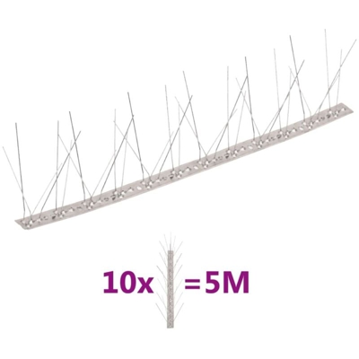 Set Dissuasori per Uccelli e Piccioni 20 pz Acciaio 5 File 5 m - Vidaxl