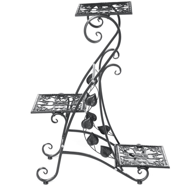 Espositore per piante da giardino in metallo 73 * 57 * 25,5 cm Espositore per ornamenti da giardino (nero, tipo C)