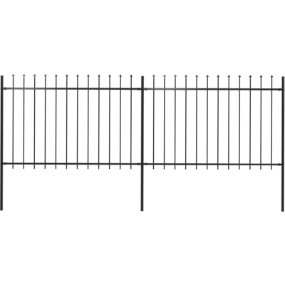 Recinzione Giardino con Punta a Lancia in Acciaio 3,4x1,2 m Nera - Nero - Youthup