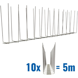 Pestsystems - 5 metri Dissuasori di picchi anti-gabbiani V2A-Titan con base di acciaio inossidabile - 2-striscia di Picchi antigabbiani la soluzione en oferta
