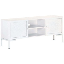 Mobile Porta Tv Bianco 115x30x46cm In Legno Massello Di Mango en oferta