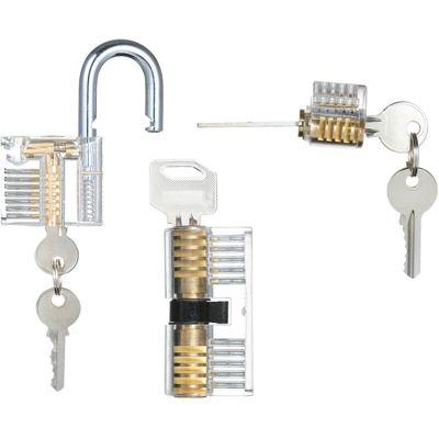 3 PCS Visible Practice Lock Set Lucchetto trasparente Lock Picking Training Strumenti per fabbro Set di lockpicking per principianti Professionisti