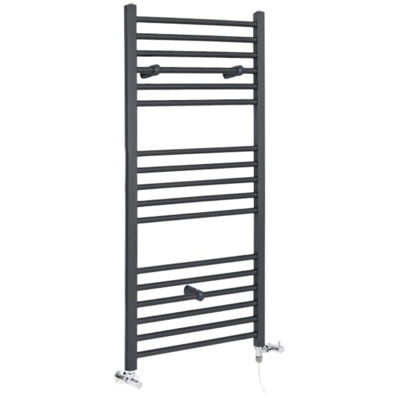 Hudson Reed Artle Scaldasalviette Misto Piatto Moderno - Termoarredo Bagno a Scaletta Antracite - Design Elettrico & Idraulico - 507W - 1200 x 400mm
