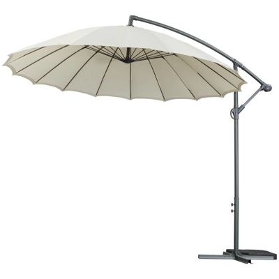 Ombrellone da giardino decentrato Lili 3 in alluminio - stile giapponese - Ø3m - Ecru