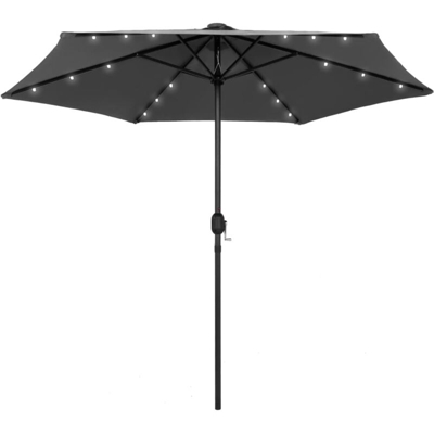 Ombrellone con Luci a LED e Palo in Alluminio 270 cm Antracite - Antracite - Vidaxl