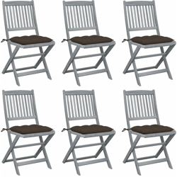 vidaXL Sedie da Giardino Pieghevoli 6pz con Cuscini in Massello Acacia - Grigio talpa en oferta