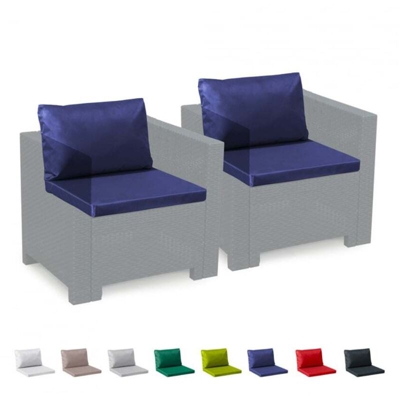 Cuscini ricambio salotto rattan impermeabili Bica Grand Soleil set 2 posti | Blu