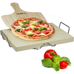 Pietra Refrattaria, Set per Pizza, Ollare Spessa 3 cm, Pala in Legno, Cordierite Rettangolare, Colore naturale precio