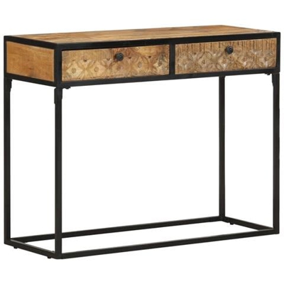Tavolo Consolle 100x35x75 Cm In Legno Massello Di Mango