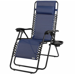 Sedia a sdraio poltrona gravità zero pieghevole poggiatesta tavolino tubo acciaio sedie reclinabili da giardino Blu - Casaria precio