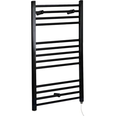 Hudson Reed Nox Scaldasalviette Elettrico Piatto di Design Verticale - Termoarredo Bagno a Scaletta Moderno - Acciaio Nero - 600W - 1000 x 600mm