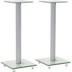vidaXL Supporti per Altoparlanti 2pz Vetro Temperato 1 Colonna Argento - Argento características