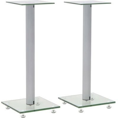 vidaXL Supporti per Altoparlanti 2pz Vetro Temperato 1 Colonna Argento - Argento