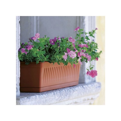 Vaso Fioriera In Plastica Cassetta 40X16X16,5 Cm Terracotta Con Sottovaso
