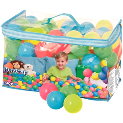 Sacca 100 Palline Colorate Con Custodia Ideali Per Box Piscine E Aree Gioco