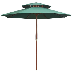 Ombrellone A 2 Livelli 270x270 Cm Con Palo In Legno Verde en oferta