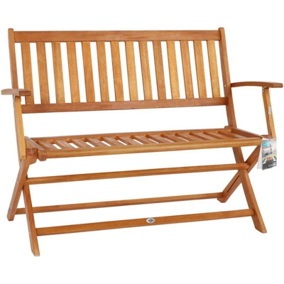Panca da giardino pieghevole in legno di eucalipto panchina da esterno certificato FSC® per 2 panche pieghevoli - Deuba