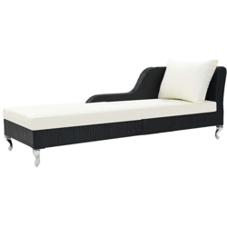 Lettino Prendisole con Cuscino in Polyrattan Nero características