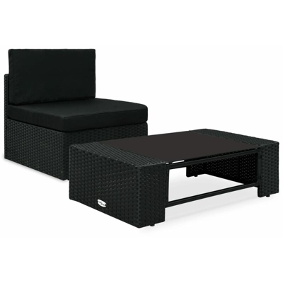 Set Divani da Giardino 2 pz in Polyrattan Nero - Nero - Vidaxl