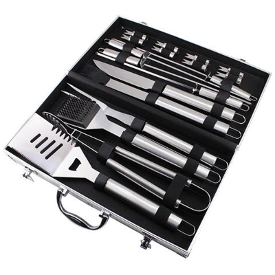 Kit Barbecue Per Barbecue Set Di Attrezzi Per Barbecue Con Custodia In Alluminio 18 Utensili Di Acciaio Inox Materiale: Lega Di Alluminio