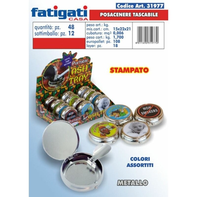 Posacenere Tascabile Metallo Stampato