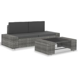 Set Divani da Giardino 3 pz in Polyrattan Grigio - Grigio - Vidaxl en oferta