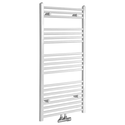 Hudson Reed Neva Scaldasalviette di Design Verticale - Termoarredo Bagno Bianco con Attacco Centrale - 728W - 1188 x 600mm