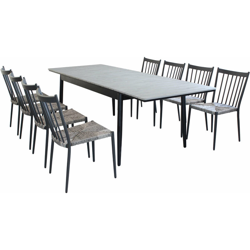 Milani Home - Set Tavolo Da Giardino Allungabile In Alluminio E Polywood 160/240 X 90 Compreso Di 8 Sedie Colore Antracite,Grigio características