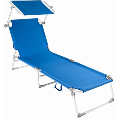Tectake - lettino prendisole in alluminio Viktoria 4 altezze - sdraio, sdraio da giardino, lettino mare - blu