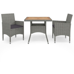YOUTHUP Set Mobili da Pranzo da Giardino 3 pz Grigio Polyrattan Acacia - Grigio características