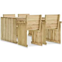 Set da Pranzo da Giardino 5 pz in Legno di Pino Impregnato - Marrone - Youthup en oferta