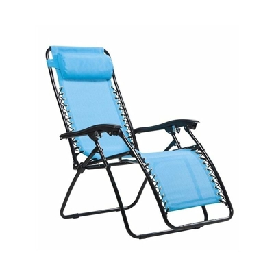 Grecoshop - Sedia/Sdraio/Lettino reclinabile con poggiapiedi Zero Gravity - Azzurra
