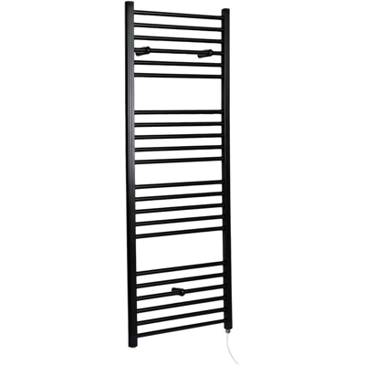 Hudson Reed Nox Scaldasalviette Elettrico Piatto di Design Verticale - Termoarredo Bagno a Scaletta Moderno - Acciaio Nero - 800W - 1600 x 600mm