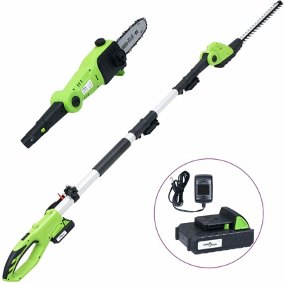 vidaXL Tagliasiepi e Sega con Asta 2-in-1 Batteria 20V 1500 mAh Li-ion - Verde