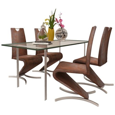 Sedia Marrone Oscillante Pelle Artificilale Appoggi A H Set 4 Pz