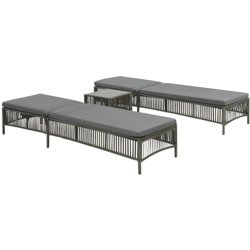 Lettini Prendisole 2 pz con Tavolino in Polyrattan Grigio precio