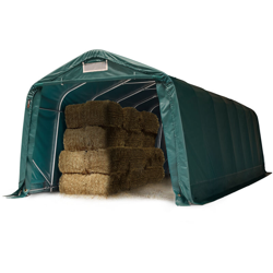 Box Cavalli 3,3x8,4 m, robusto telo verde in PVC ca. 550g/m², protezione per cavalli, capre, riparo per animali precio